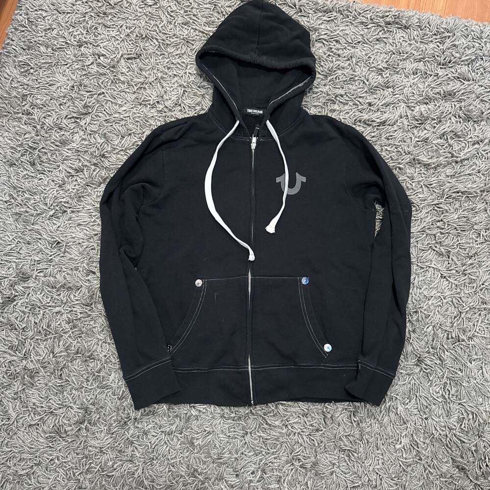True Religion Men's Classic Buddha Full Zip Hoodie Graphic Print Jacket